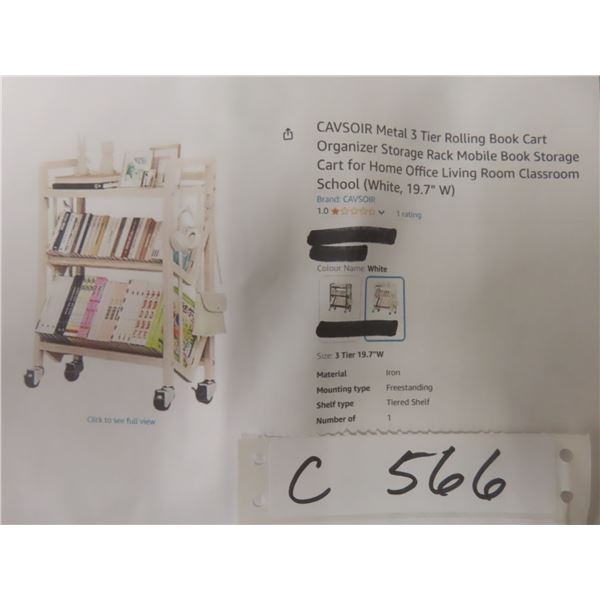 Cavsoir Metal 3 Tier Rolling Book Cart Organizer Storage 