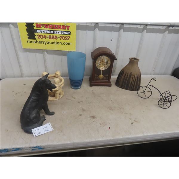 Mantal Clock, Vases, Ornaments