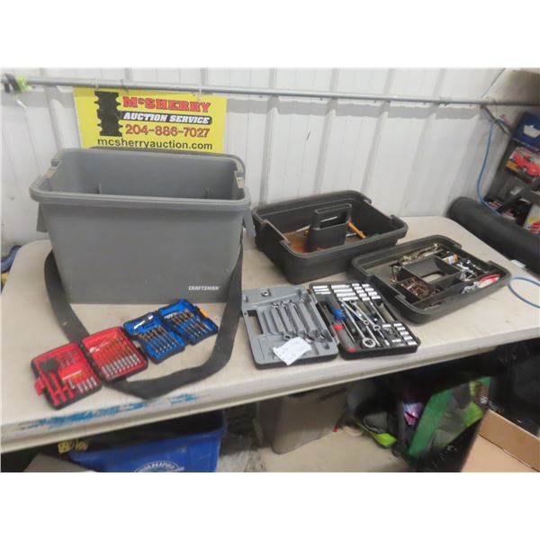 Craftsman Tool Box, Socket Set, Wrenches, Vise Grips, Drill Bits, Tin Snips + 