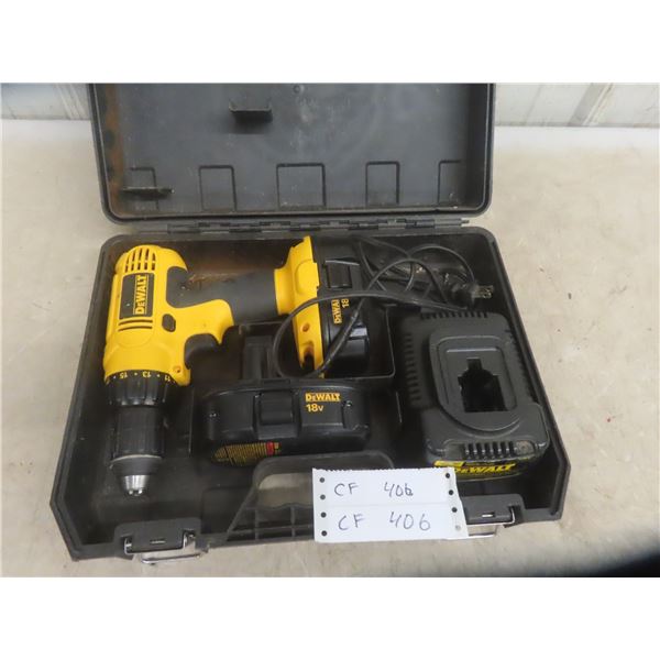 Dewalt 18v Drill 2 Batteries, Charger & Case