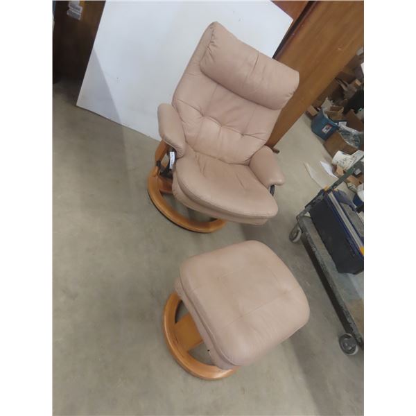 Leather / Leather Style Swivel Chair + Ottoman 