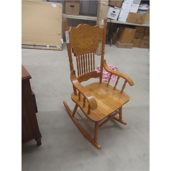Oak Double Press Back Rocking Chair 