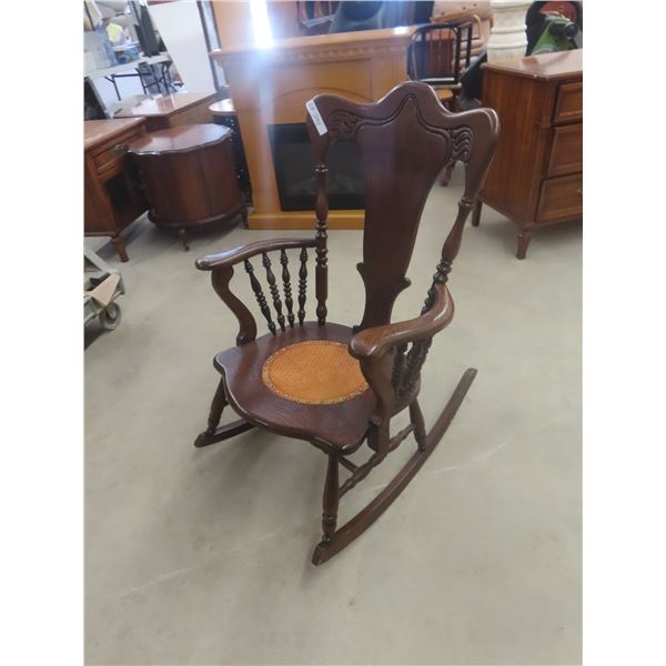 Rocking Chair Oak- Leather Inlay Seat 