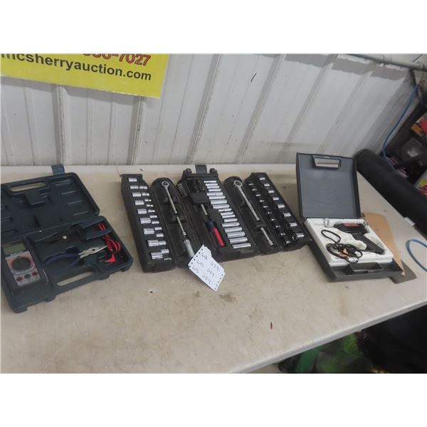 Socket Set 1/4", + 3/8", Soldering Gun, Circuit Tester
