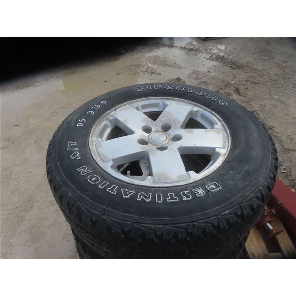 4 Firestone Tires 255/70 R18 + Rims Off Jeep 