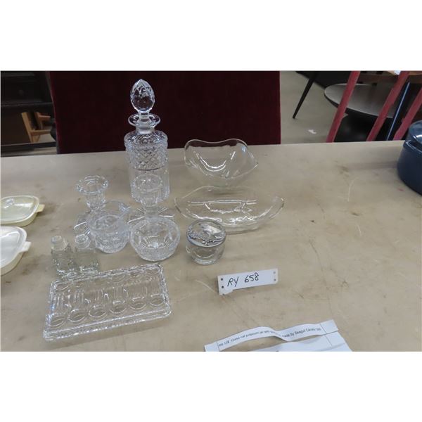 Glass Cut Potpourri Jar, Salt + Pepper Shakers,