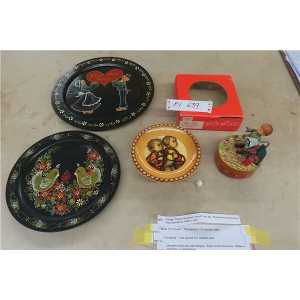 Vintage Happy Wanderer Wood Music Box, 2