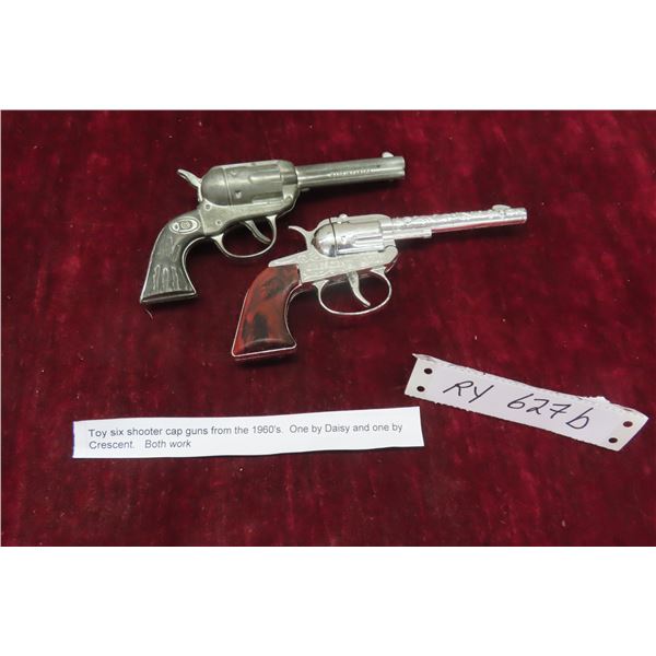 2 Toy Six Shooters Cap Guns From the 1960s,