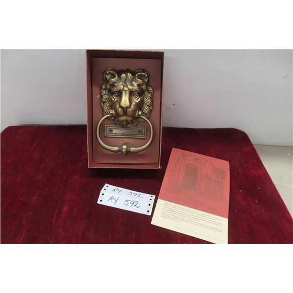 Vintage 1980s Bronze Lions Head Door Knocker 