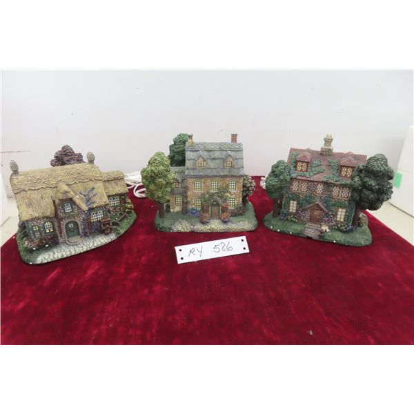 (3) Thomas Kinkade Lamplight Village Collection