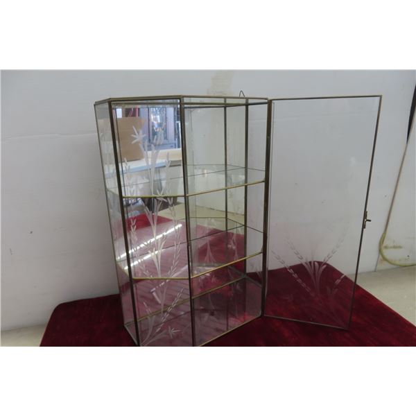 Vintage Curio Cabinetry Glass, Brass + Mirror 
