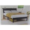 Image 1 : Double Bed Frame with Wood Storage Headboard  