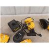 Image 3 : Dewalt 18v Angle Grinder, Drill, Light, Charger and 4 Batteries 