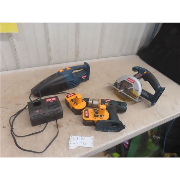 Ryobi 18v Tools: Circular Saw, Delta Vacuum , 2 Batteries and Charger 