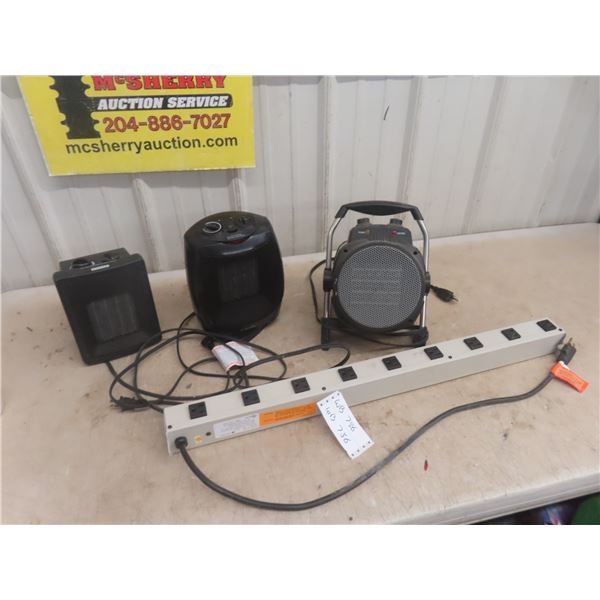 3 Electric Heaters 1500 Watt + Power Bar 