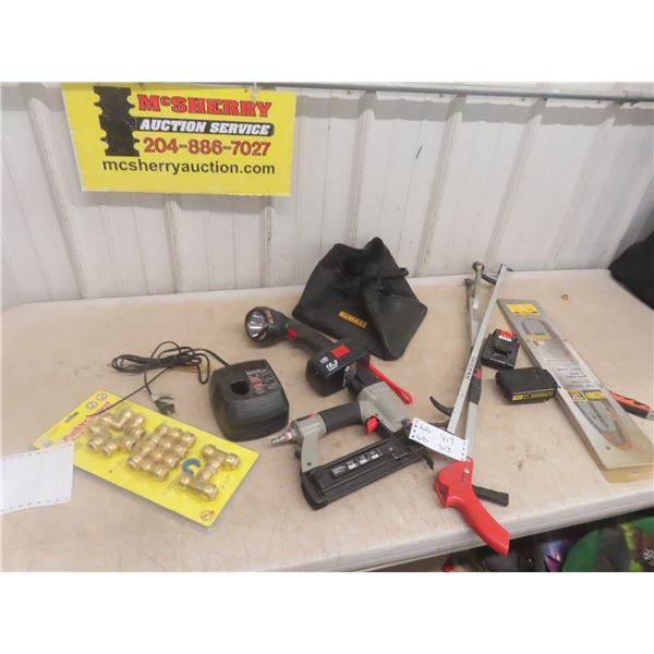 Craftsman 19.2 Flashlight, Battery Charger, Air Nailer, Grabber and 16" Chain Saw Blades 