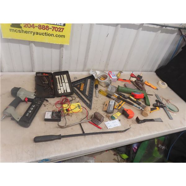 Dewalt 12" Angle Measurer, Air Nailer, Chisels, Scrapers, Utility Knives +