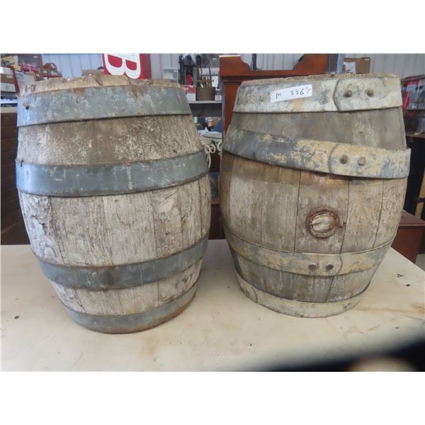2 x Wood Barrels / Kegs 24" High 16 " Diameter 