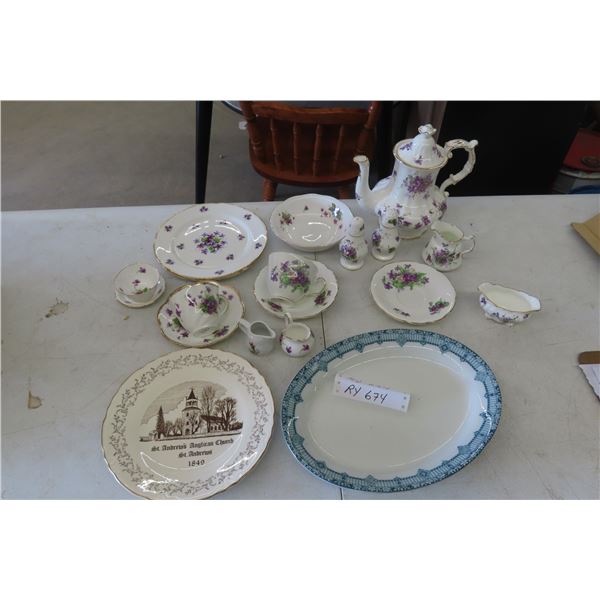 17PCs Victorian Violets China Shafford Shire Althea Serving Platter