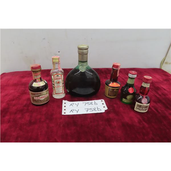 5 1960's Airline Size Liquor Bottles and Matues