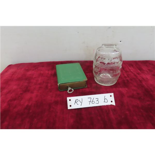 Glass Lucky Coin Bank 4 1/2'' H Investors Syndicate 