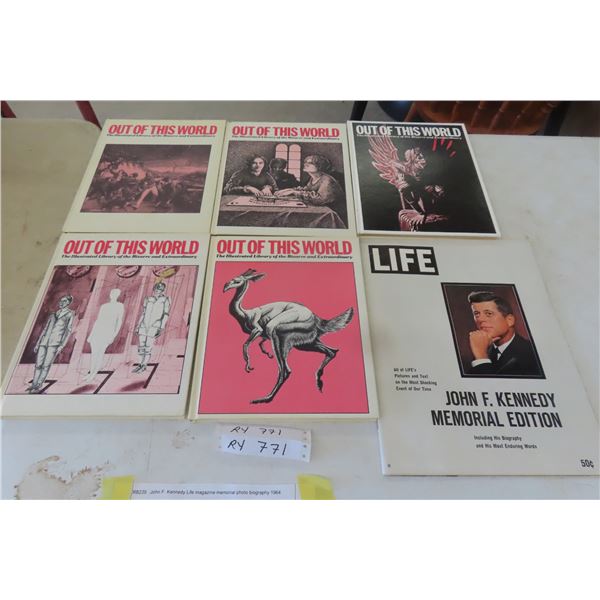 5 Out of This World Hard Cover Books and Life Magazine JF Kennedy