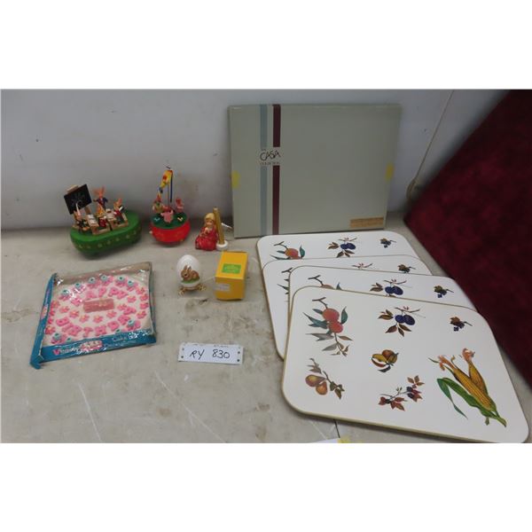 2 Easter Wood Music Boxes with Gobel Hummel Annual Decorating Kit