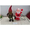 Image 1 : Santa Blow Mold 13'' Tall and Garden Gnome Hand Painted Resin 15 1/2'' Tall