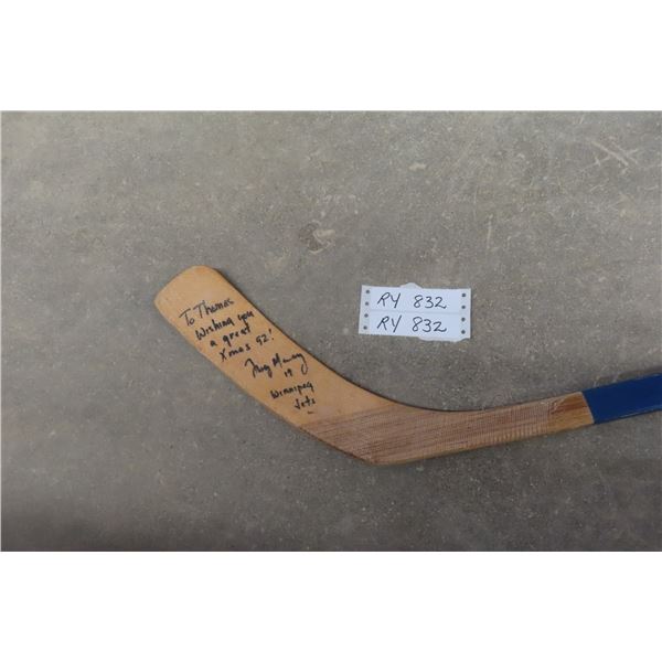 Hockey Stick Autographed by Troy Murray #19 Winnipeg Jets No COA