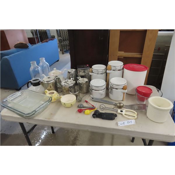 4 Piece Cannister Set Milk Bottles, Cake Pans, Tea Pots and More