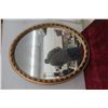 Image 4 : Oval Framed Mirror 31x25 Velvet Style Picture 14x23 and Slogan Sign 