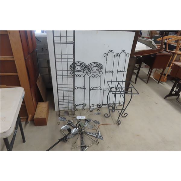 Wrought Iron Style Décor Table Base Book Case/CD Shelf and Windmill 