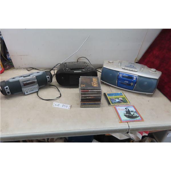 3 Portable Combo Radios/CD/Cassette Players and CD's