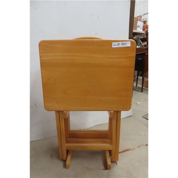 Set of 4 Wood TV Tables