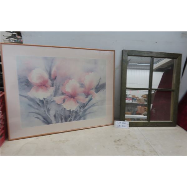 Wood Framed Mirror 22x19 Picture