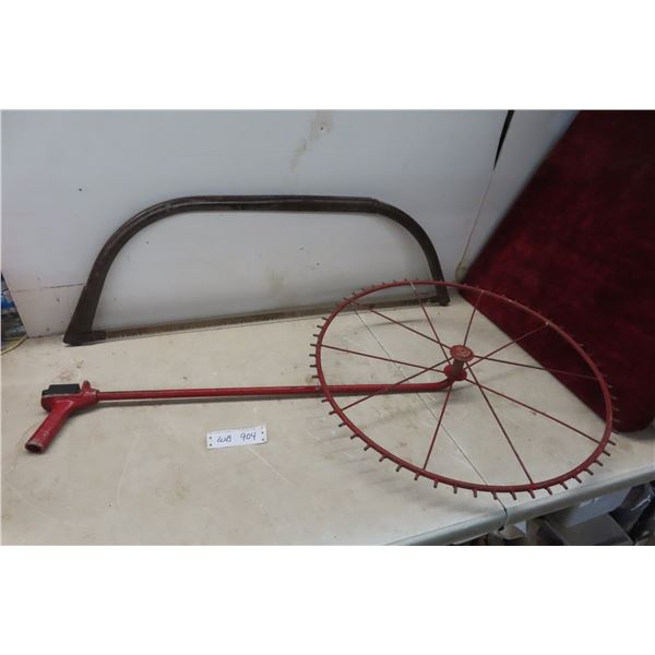 Bow Saw and Measuring Wheel 