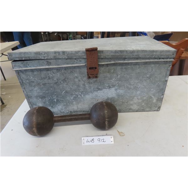 Galvanized Box 10x23x12 with Lid and Barbell