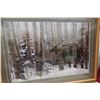 Image 3 : Oak Framed Picture 31 1/2x41 and Wood Carved Moose 16'' Tall Great for The Cabin 