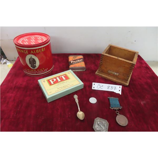 Vintage Pit Game, Wood Box, Chicago Spoon, Prince Albert 