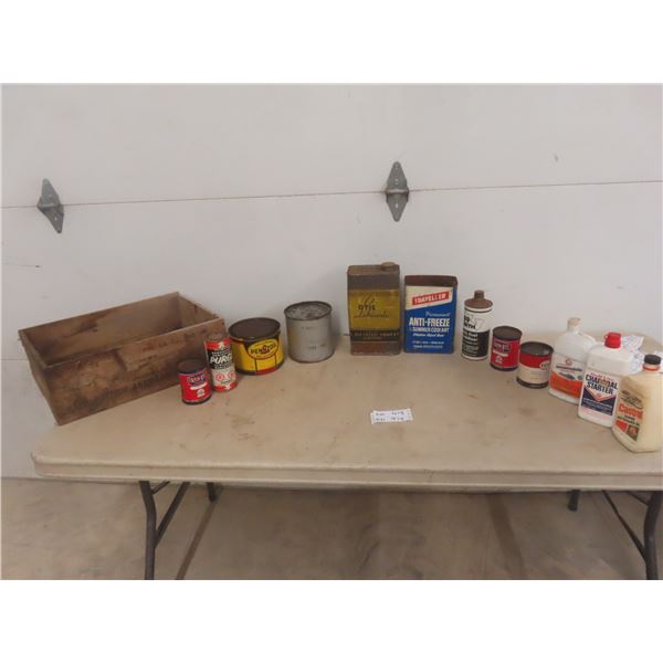 BA Crate with 12 Oil and Gas Cans , Pennzoil, Farmoyl, Castrol, Wakefield + 