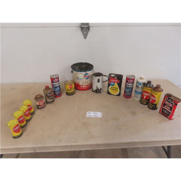16 Oil Cans, Angle STP, Snowmobile, Lube aid + Zerd Bowes  +