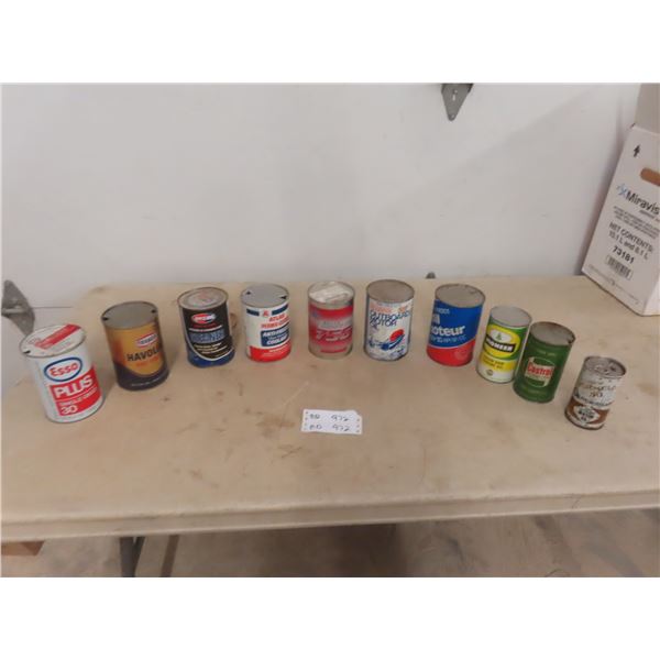 10x Oil Cans , Esso, Texaco, Atlas, Pioneer Plus 