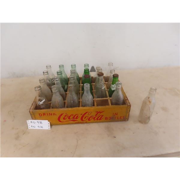 Coca Cola Wooden Crate with 24 Bottles, Orange Crush, Sprite, Coke + 