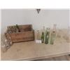 Image 1 : Wooden Pop Crate with Pop Bottles + Milk Bottles 