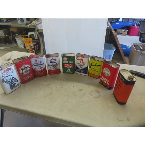 9x 1 Litre Oil Cans Texaco, Castrol, Motorcycle, Gulf +