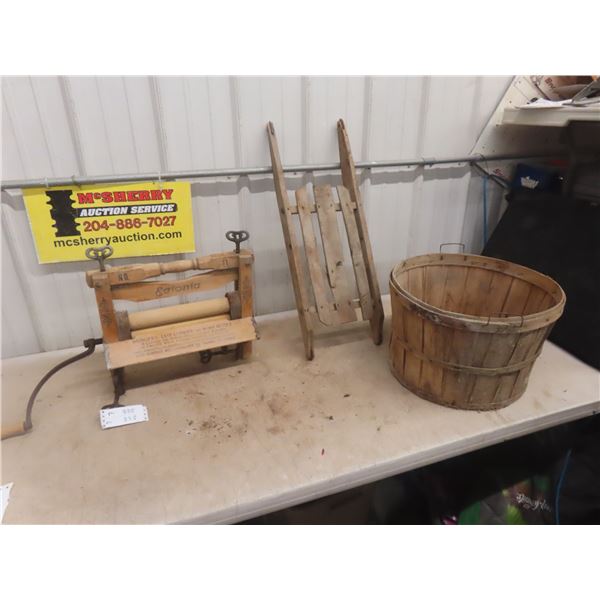 Eatonia Wringer,  Sleigh and Bushell Basket