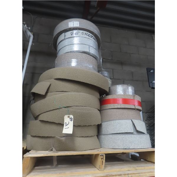 Pallet Lot 26 Rolls Carpet Base Board, Various Colours