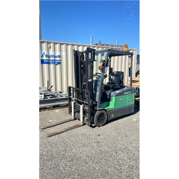 TOYOTA GENEO-E 15 ELECTRIC FORKLIFT WITH BATTERY 7FBEL15 - 2850KG WEIGHT, 1500 KG MAX LOAD CAPACITY