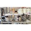 Image 2 : SHELF OF ASSORTED COMMERCIAL COOKWARE, STAINLESS STEEL INSERTS & MORE