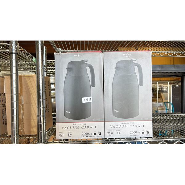 (2) MOJITO TK-THK2000 STAINLESS STEEL HOT OR COLD 2000ML VACUUM CARAFES